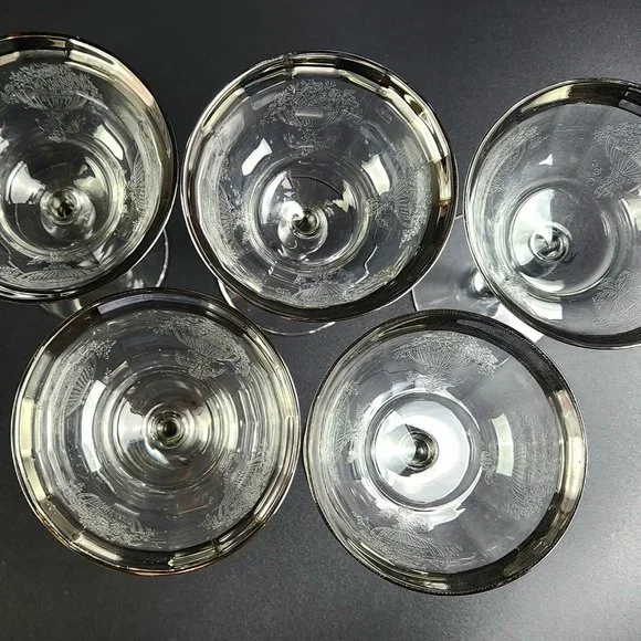 Vintage Champagne/Tall Sherbet Athens Diana Clear -TIFFIN FRANCISCAN -5